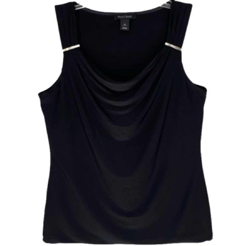 WHITE HOUSE/BLACK MARKET Sleeveless Top Lightweight Black Womens Size M - Picture 2 of 11